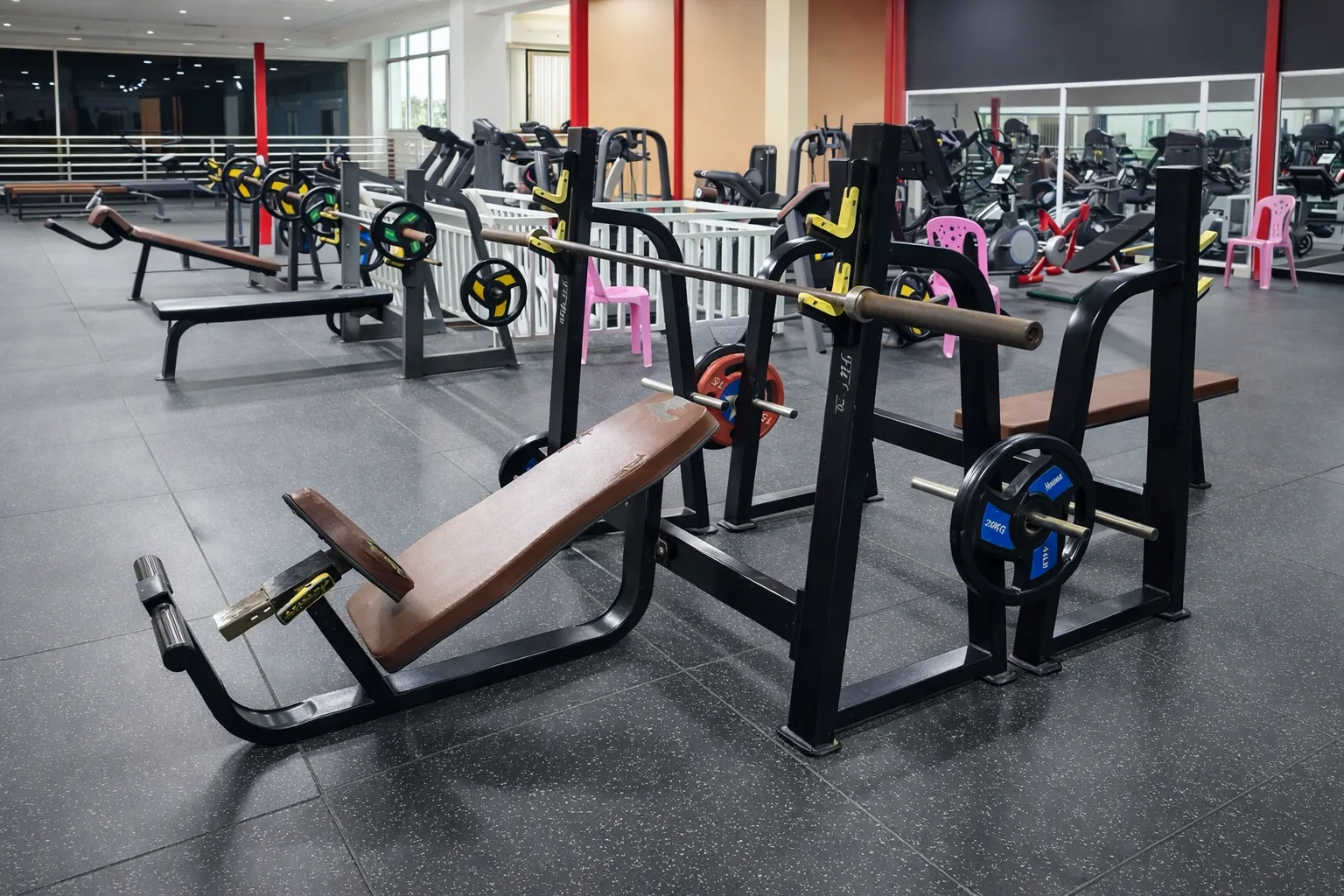 Gym training floor at Caracol Sports Club in Phnom Penh